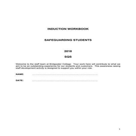 Induction workbook   safeguarding - oct 2010 final