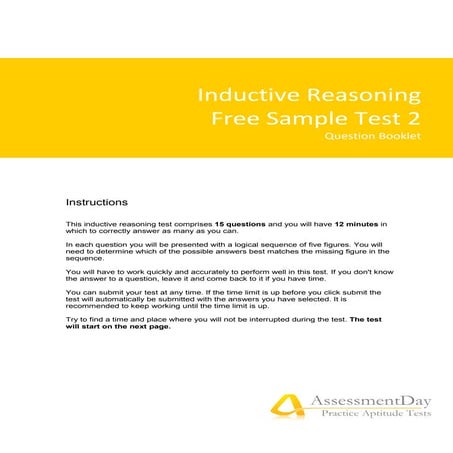 Inductive Reasoning Test 2 | PDF