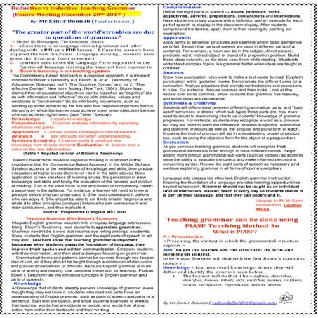 Inductive &; deductive  teaching grammar bouira december 28 th 2017