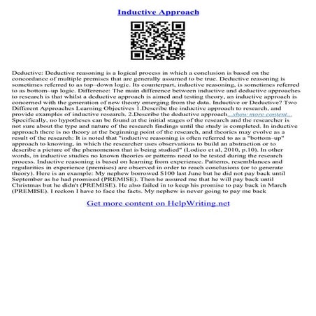 Inductive Essay Examples