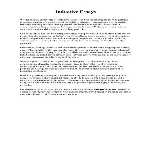 Inductive Essays. University of Massachusetts Amherst | PDF
