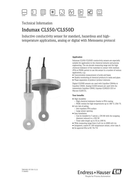 Oxymax cos41 endress+hauser datasheet-measurement of the dissolved ...