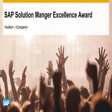 SAP Solution Manager Excellence award 2016 template