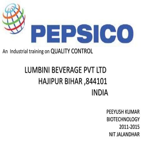 project report on quality control in PEPSICO HAJIPUR 
