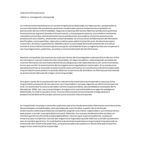 Industria farmacéutica y todo lo q se debe saber