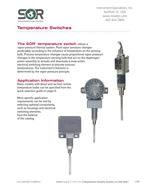 Industrial Temperature Switches for Process Control