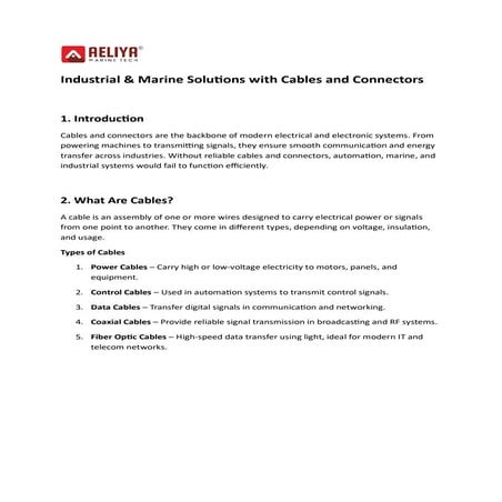 The Backbone of Power & Connectivity – Cables and Connectors