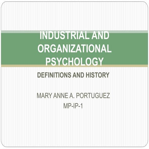 Industrial and organizational psychology 1