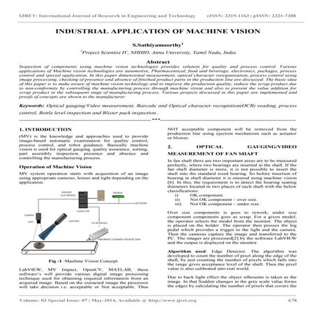 Industrial application of machine vision