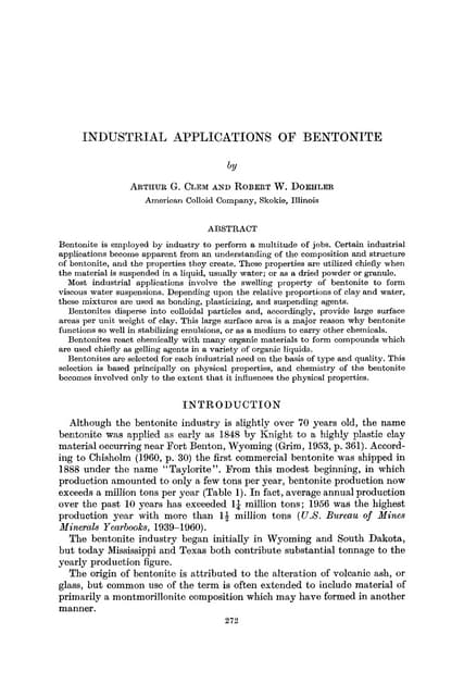 Industrial applications of bentonite