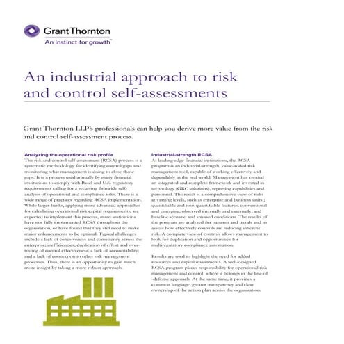 An industrial approach to risk and control self-assessments