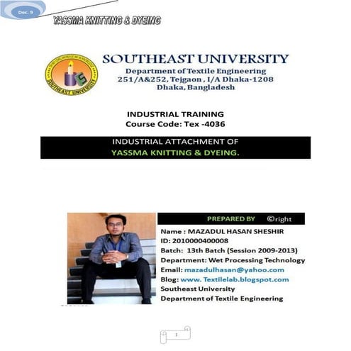 INDUSTRIAL ATTACHMENT OF YASSMA KNITTING & DYEING.