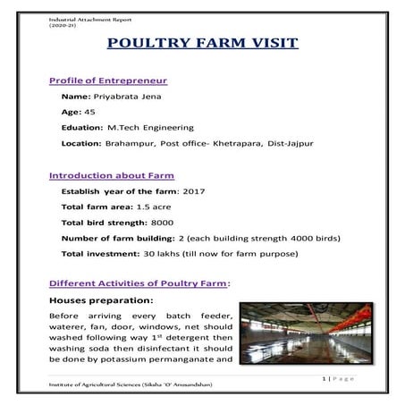 Industrial Attachment Report- Visit to Entrepreneurs