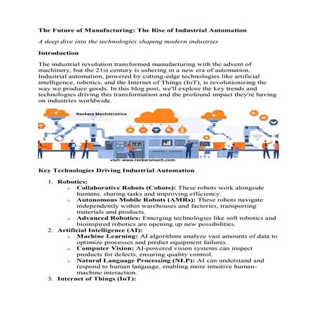 The Future of Manufacturing: The Rise of Industrial Automation