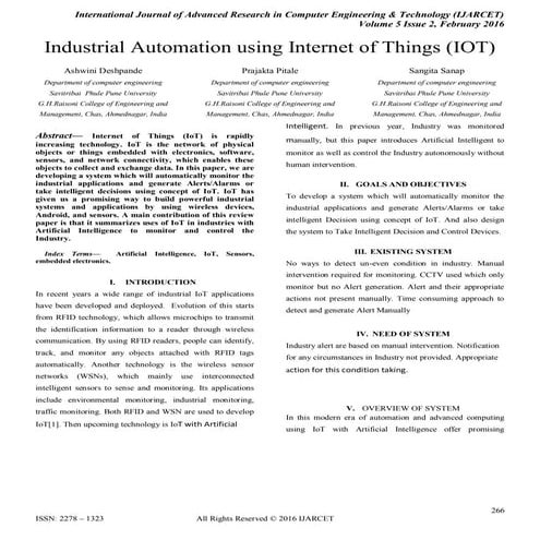 Industrial automation using internet of things