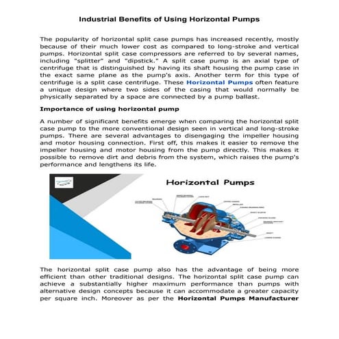 Proper Industrial Usage of Horizontal Split Case Pump | PDF
