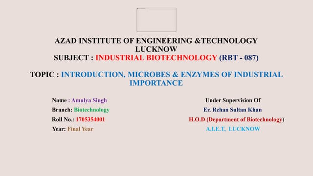 Industrial biotechnology presentattion