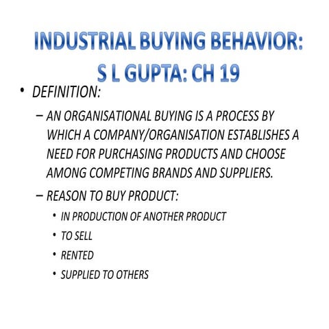 cb Industrial buying behavior