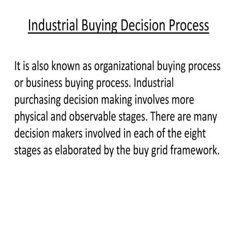 Industrial buying decision process
