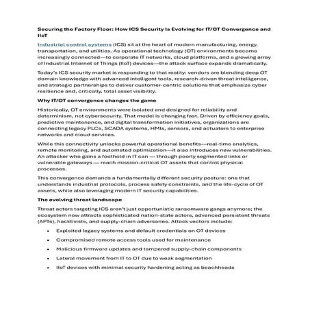 Securing the Future of Industry: How ICS Security Is Evolving with IT/OT Conv...