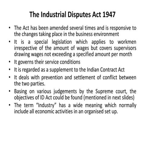 Industrial disputes act etc