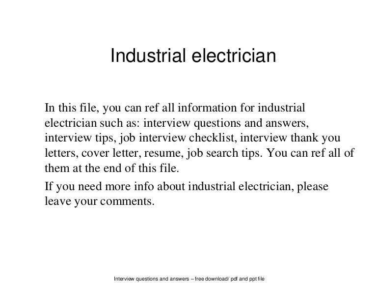 electrician interview questions