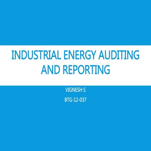 Industrial energy auditing and reporting