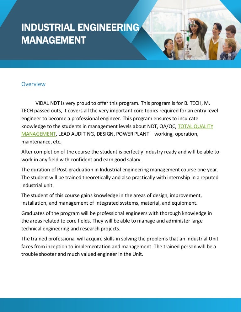 Industrial engineering and management