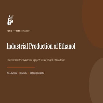 Comprehensive Industrial Ethanol Production: From Feedstock to Fuel ...