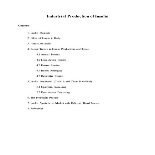 Industrial Production of Insulin 