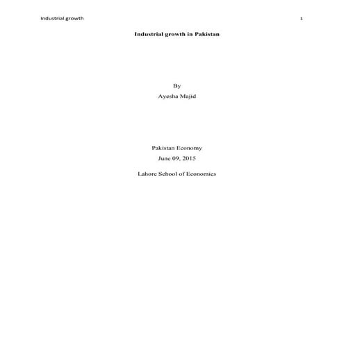 Industrial growth in Pakistan 2015: An Overview
