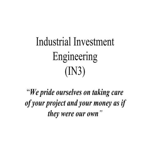 Industrial Investment Engineering Presentation