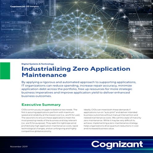 Industrializing Zero Application Maintenance