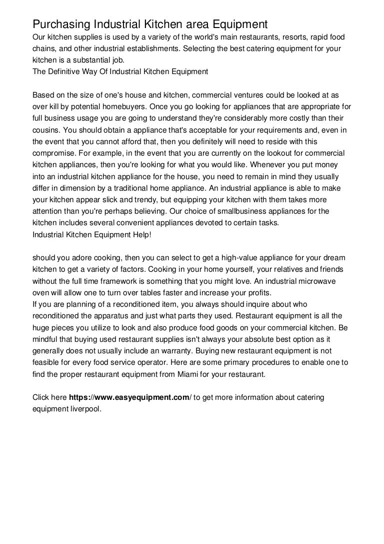 Purchasing Industrial Kitchen Area Equipment