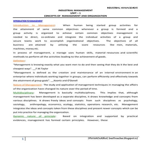 Industrial management i ii iii iv units materials [pls vis it our blog sres11...