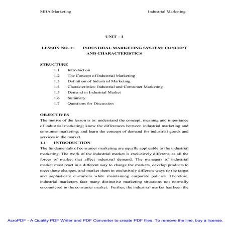 Industrial marketing