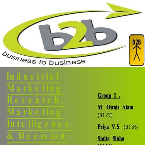 Industrial Marketing Research, Marketing Intelligence & Decision Support System