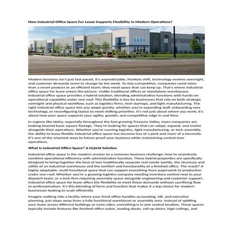 Image showcasing Industrial Office Space For Lease...docx