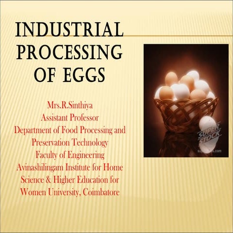 Industrial procesing of eggs