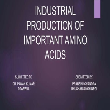 Industrial production of important amino acids