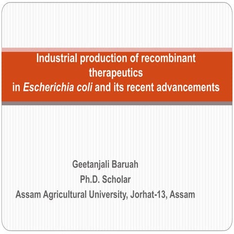 Industrial production of recombinant therapeutics