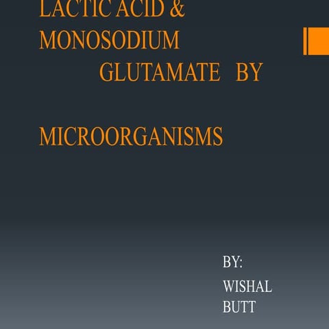 Industrial production of lactic acid &  monosodium glutamate