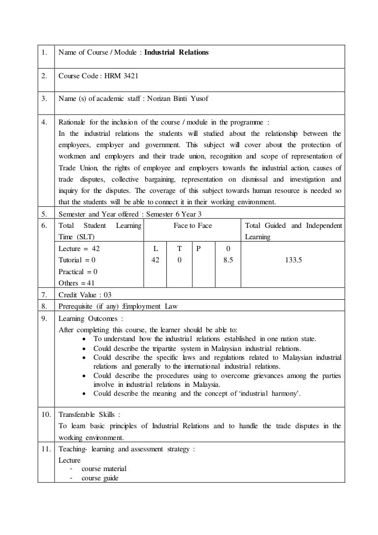Industrial relations syllabus (new)