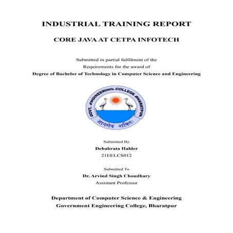Industrial Training Report | Debabrata Halder | Government Engineering College Bharatpur