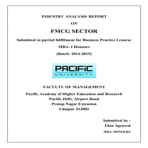 Industrial report on fmcg industry