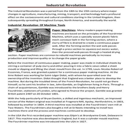 Industrial revolution | DOCX