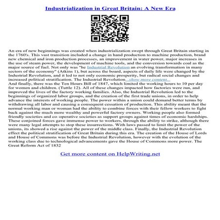 Industrial Revolution In Britain Essay