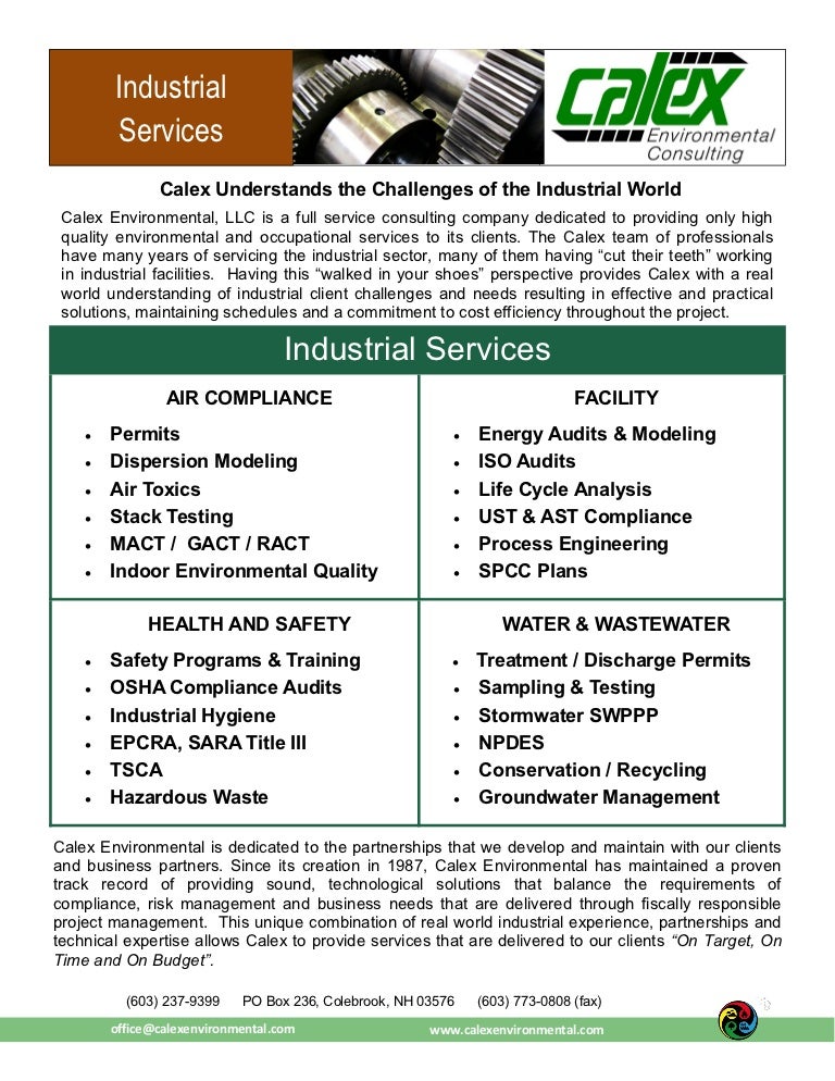 Industrial Services Sheet