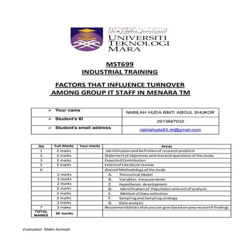 Factors that Influence Turnover among Group IT, Menara TM by Logistics Regres...