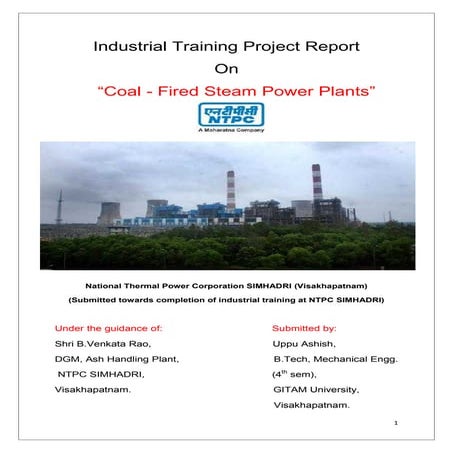  Project Report on Industrial Summer Training at NTPC Simhadri